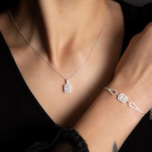 Elika Silver Kadın Baget Model 925 Ayar Gümüş Kolye Bileklik Set