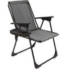 Tekno Trust Tekli Natura Kamp Sandalyesi Katlanır Piknik Sandalye Oval Bardaklıklı Gri 3 kg Gri Metal Katlanabi