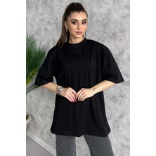 Julude Siyah Omuz Vatkalı Basic Kadın Tişört P-00009394