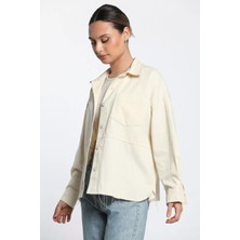 Julude Krem Sırt Püsküllü Tek Cepli Salaş Gömlek P-00009220