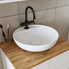 Roomart Ayaklı 2 Kapaklı Lavabolu Mat Beyaz Mdf 60 cm Çekmeceli Banyo Dolabı Aynalı Üst Dolabı