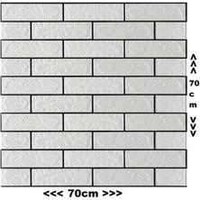 Renkli Duvarlar 70X70CM 1 Adet Silinebilir Yapışkanlı Siyah Çizgili Beyaz Tuğla Desen Duvar Kağıdı Paneli NW148