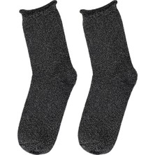 Derimod Kadın Siyah Simli Pamuklu Çorap