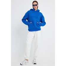 Kef Clothing Saks Mavi Hoodie, Oversize Hoodie, Kadın Hoodie, Kanguru Cepli Kapüşonlu