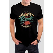 T-35 Dağ Baskılı Siyah Unisex T-Shirt