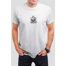 T-35 Dağcı Bisiklet Baskılı Beyaz Unisex T-Shirt
