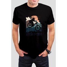 T-35 Bisiklet Baskılı Siyah Unisex T-Shirt