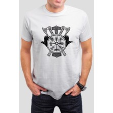 T-35 Viking Baskılı Beyaz Unisex T-Shirt