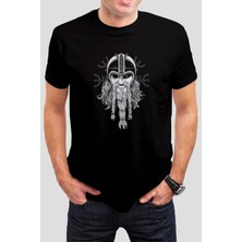 T-35 Vikings Baskılı Siyah Unisex T-Shirt