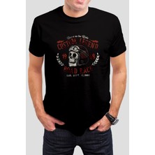 T-35 Motorcu Kuru Kafa Baskılı Siyah Unisex T-Shirt