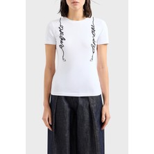 Emporio Armani Pamuklu Regular Fit Bisiklet Yaka T Shirt Bayan T Shirt 3D2T7R 2J07Z 0100