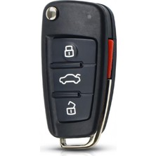 Skilit Samsun Oto Kilit Audi A3 A4 A6 Uyumlu Anahtar Kabı Kumanda Kabı Oto Anahtarlık 3+1 Panik Butonlu Logolu