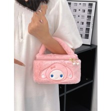 Meyra Accessories Sanrio Kawaii Kuromi My Melodi Cinnamoroll Peluş El Çantası Makyaj Çantası Çift Yönlü Fermuarlı