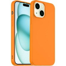 Dijimedia Apple iPhone 15 Plus Kılıf Kadife Lansman Soft Yumuşak Silikon Kamera Korumalı Kapak Orange