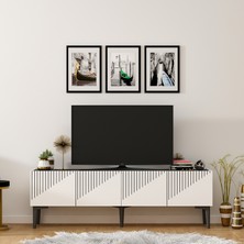 Cantek Dizayn Draw Tv Sehpası Konsol ve Orta Sehpa 3'lü Salon Takımı Beyaz- Royalmermer