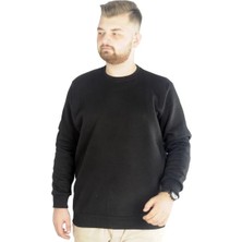 Superxl Erkek Siyah Sweatshirt Uzun Kol Bisiklet Yaka Regular Fit 20131 Ekstra Konfor
