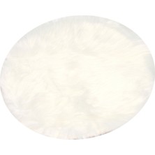 Xin Yue Zhang Xin Yue Zhang Suni Koyun Derisi Yün Halı 30 x 30 cm Kabarık Yumuşak Uzun Tüylü Dekoratif Halı Yastık Sandalye Koltuk Minderi (Yuvarlak Beyaz) (Yurt Dışından)