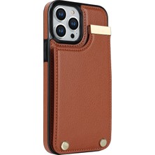 LRtools iPhone 15 Pro Cep Telefonu Kılıfı Tpu+Pu Deri+Metal Telefon Kapağı Kart Tutucu (Yurt Dışından)