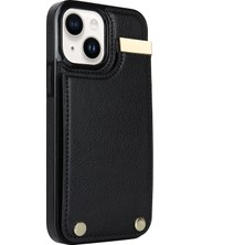 LRtools iPhone 14 Slim Fit Tpu+Pu Deri+Metal Kabuk Kart Tutucu ile Telefon Kapağı (Yurt Dışından)