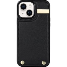 LRtools iPhone 14 Slim Fit Tpu+Pu Deri+Metal Kabuk Kart Tutucu ile Telefon Kapağı (Yurt Dışından)