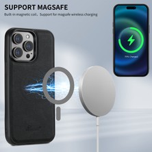 LRtools iPhone 15 Pro Magsafe Litchi Doku Pu Deri Kapak (Yurt Dışından)