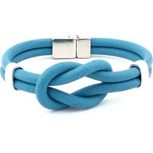 Solfera Mavi Alaçatı Düğüm Orjinal Deri Erkek Bileklik M052E