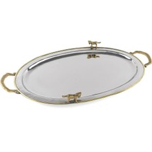 Mikasa Moor Gold Gümüş Yuvarlak Tepsi 50x30x3cm