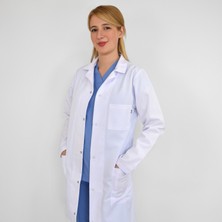 Nur Medikal Giyim  Klasik Yaka Beyaz Cerrahi Önlük