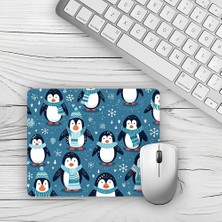 Moddy Store Karlar Içinde Penguenler Tasarımlı Baskılı Kaydırmaz Taban 18X22 cm Mouse Pad