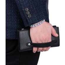 Bagacar Deri Bozuk Para Bölmeli Tutma Saplı El Portföy Çantası Siyah