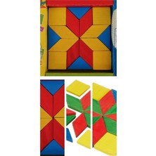 Toy Ahşap Oyuncak Tangram 16 Parça Renkli Geometrik Şekiller Zeka Oyunu