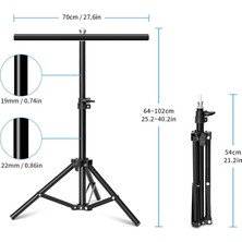 Tianya 70 x 100 cm T Stand Bar + Beyaz 60 x 130 cm Parlak ve Mat Çift Taraflı Pvc Fon Zemin Kağıdı