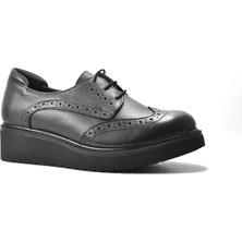 Beety 23BK37.1095 Hakiki Deri Siyah Ortopedik Oxford Kadın Iş Ayakkabı