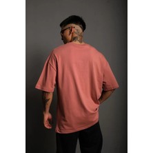 Tarz Yeri Zenwave Erkek 24/1 Düz Kalite Oversize T-Shirt - Gül Kurusu