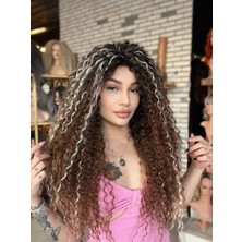 Peruk Market Afro Peruk Gerçek Saç Dokusunda Kahverengi Afro Dalga Peruk