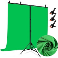 Tianya 150*200CM T Stand Bar + 150X200CM Yeşil Fon Perde Background Backdrop Çekim T-Shape