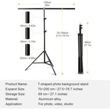 Tianya 150*200CM T Stand Bar + 150X200CM Yeşil Fon Perde Background Backdrop Çekim T-Shape