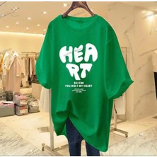 Amor Man Büyük Beden Özel Tasarım Heart Dijital Baskılı %100 Pamuk Oversize Trend Kadın T-Shırt