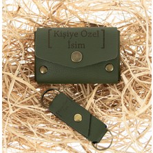 Miaju Yeşil Deri Cüzdan Anahtarlık Takım