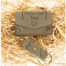 Miaju Sade Kahve Deri Cüzdan Anahtarlık Takım