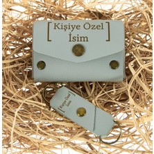 Miaju Gri Deri Cüzdan Anahtarlık Takım