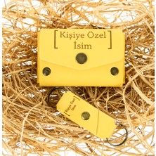 Miaju Sarı Deri Cüzdan Anahtarlık Takım