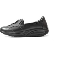 Beety 2603  Deri Siyah Ortopedik Hafif Kadın Anne Ayakkabı