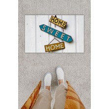 Modfex Dijital Baskı Dekoratif Home Sweet Home Beyaz Kapı Önü Paspası K-1229