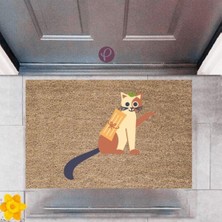 Modfex Kapı Önü Paspası Dekoratif Dijital Baskı Kedi P-2431