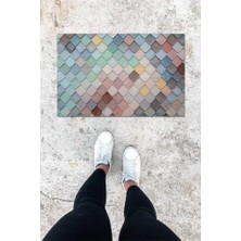 Modfex Dijital Baskı Renkli Çatı Desen Kapı Önü Paspası K-1065