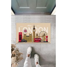 Modfex Dijital Baskı Bej London Temalı Paspas K-3020