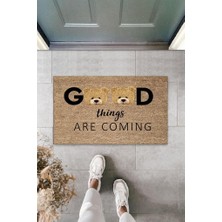 Modfex Bej Kapı Önü Paspası Good Things Ayıcık Desen  K-3333