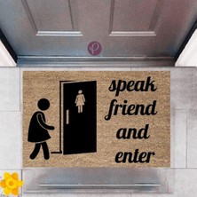 Modfex Kapı Önü Paspası Dekoratif Dijital Baskı Speak Friend And Enter P-2365