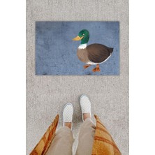 Modfex Dijital Baskı Dekoratif Ördek Antrasit Kapı Önü Paspası K-1293